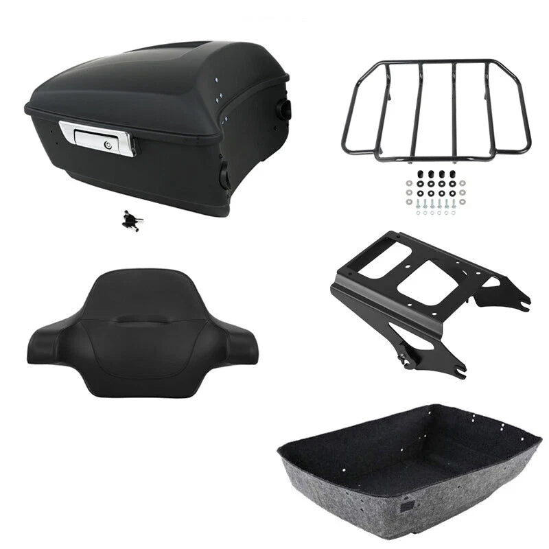 Matte Black King Trunk Backrest Rack Mount Fit For Harley Touring 2009-2013
