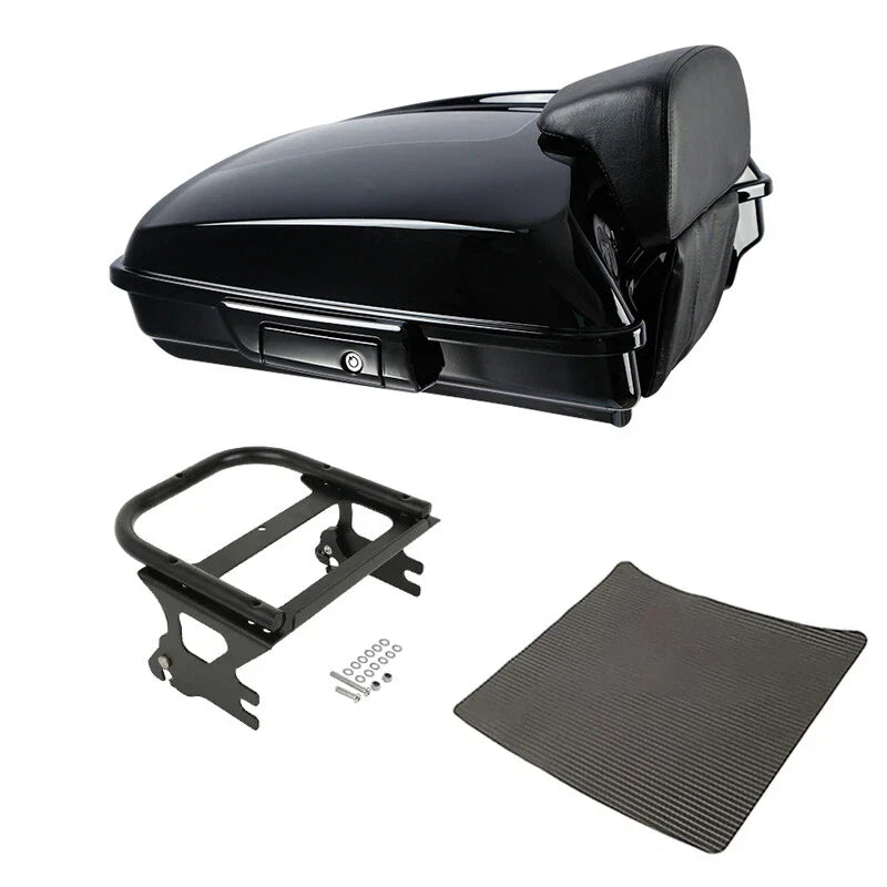 Black Razor Trunk Pad & Mount Rack Fit For Harley Touring Road King 97-08
