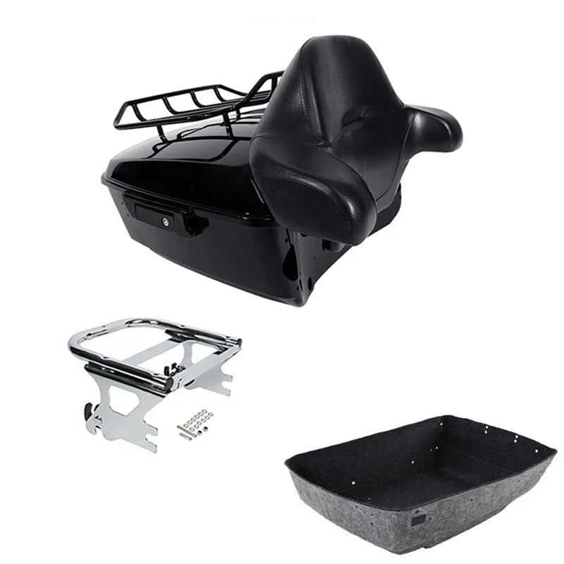 Black King Trunk Backrest Pad & Mount Fit For Harley Touring 1997-2008