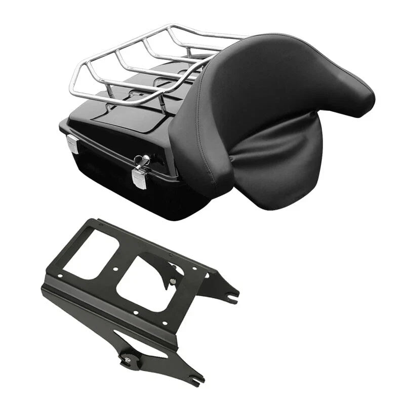 Black Chopped Trunk Backrest W/ Mount Rack Fit For Harley Touring 09-13