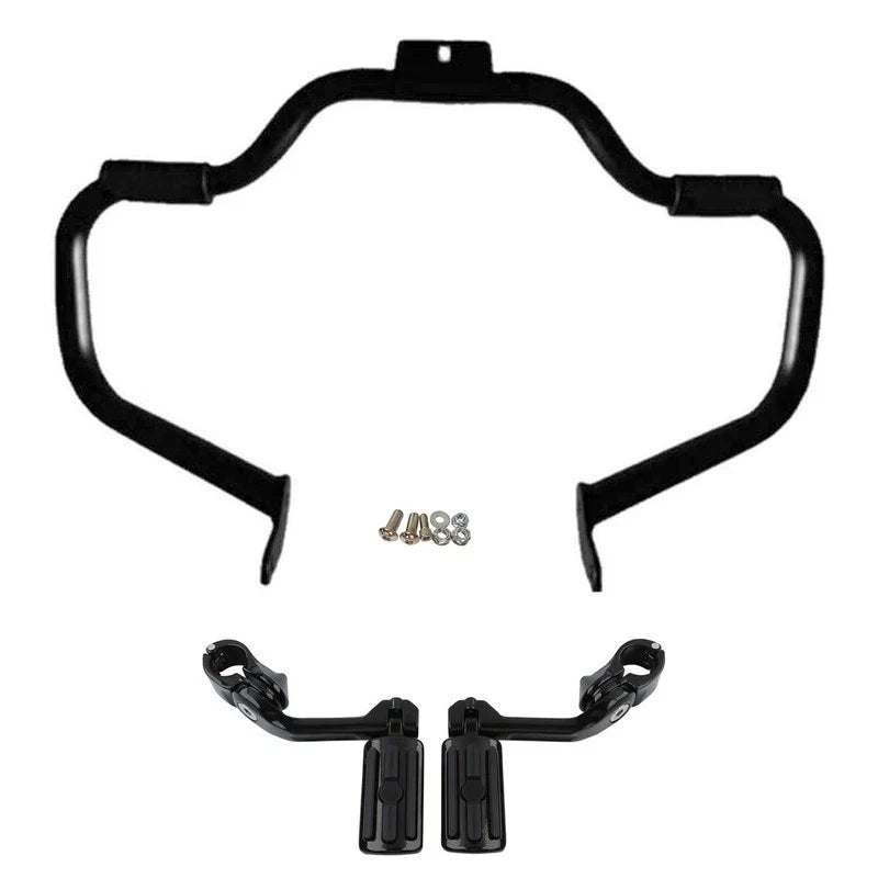 Mustache Engine Guard Bar & Highway Footpegs Fit For Harley Softail Fatboy 00-17