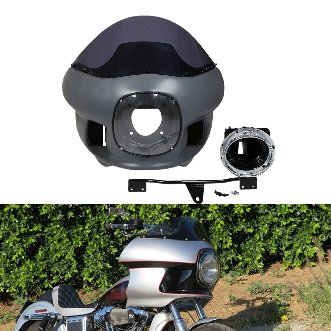 7" Headlight Upper Fairing Cowl Mount Fit For Harley Dyna Street Bob Wide Glide