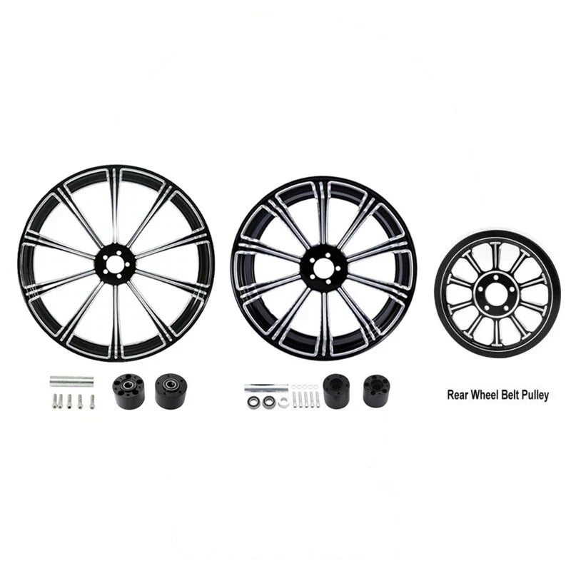23" Front 18" Rear Wheel Rims Dual Disc Hub Belt Pulley Fit For Harley Touring