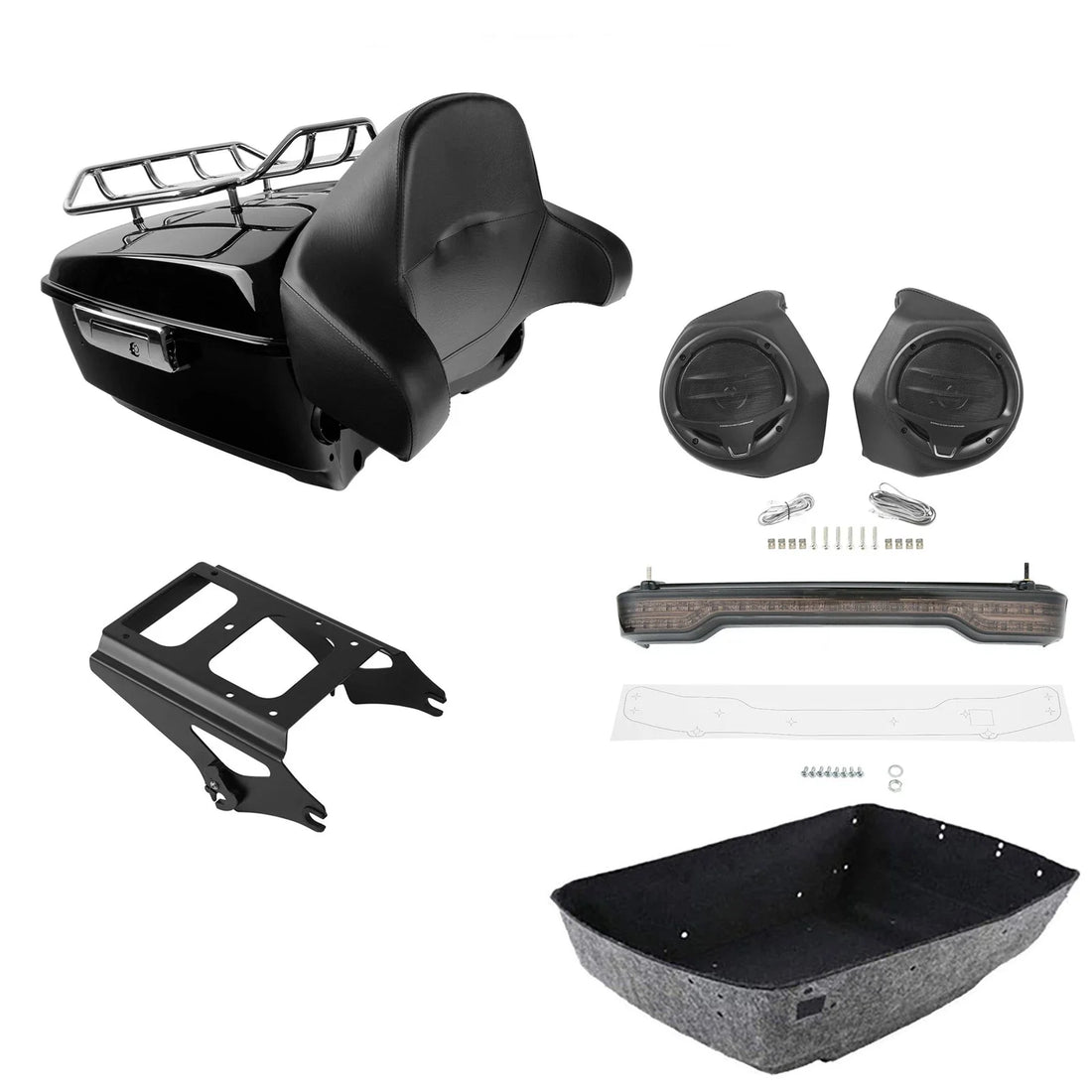 King Trunk Luggage Backrest Light Rack Speakers Fit For Harley Touring 2009-2013