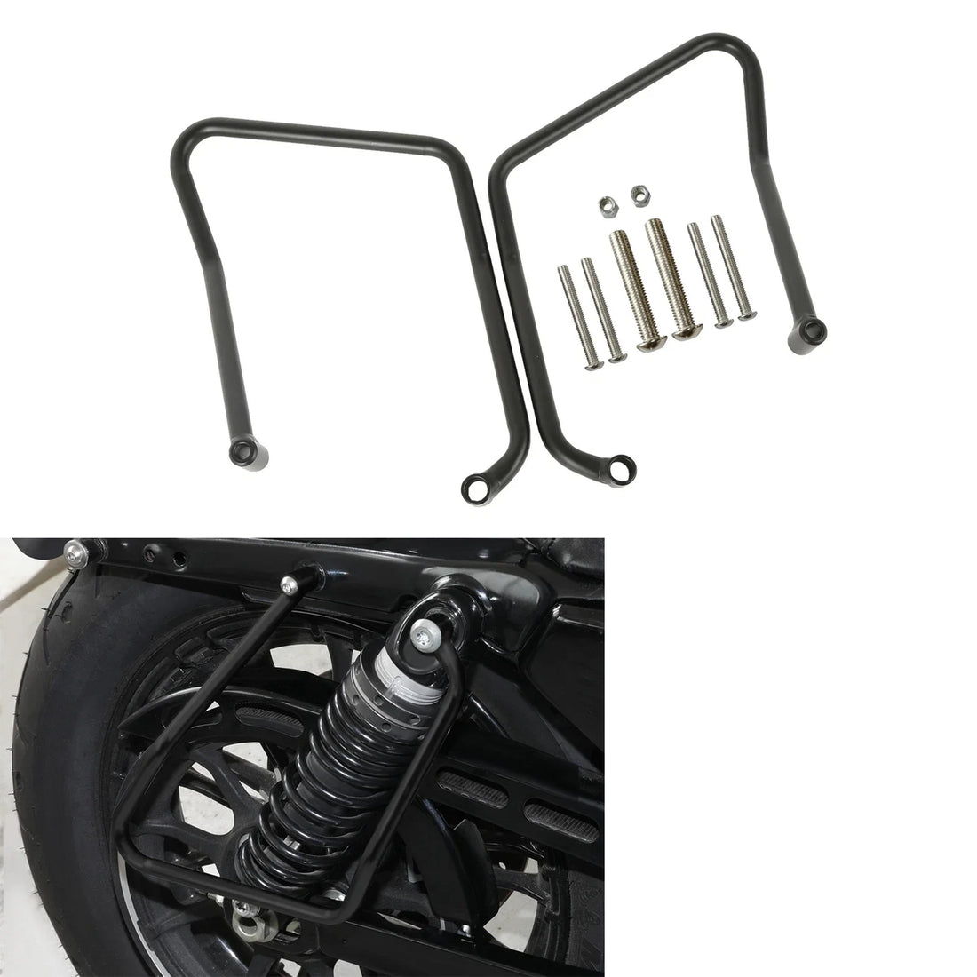 Black Steel Saddlebag Support Brackets Fit For Harley Sportster XL883 1200 04-16