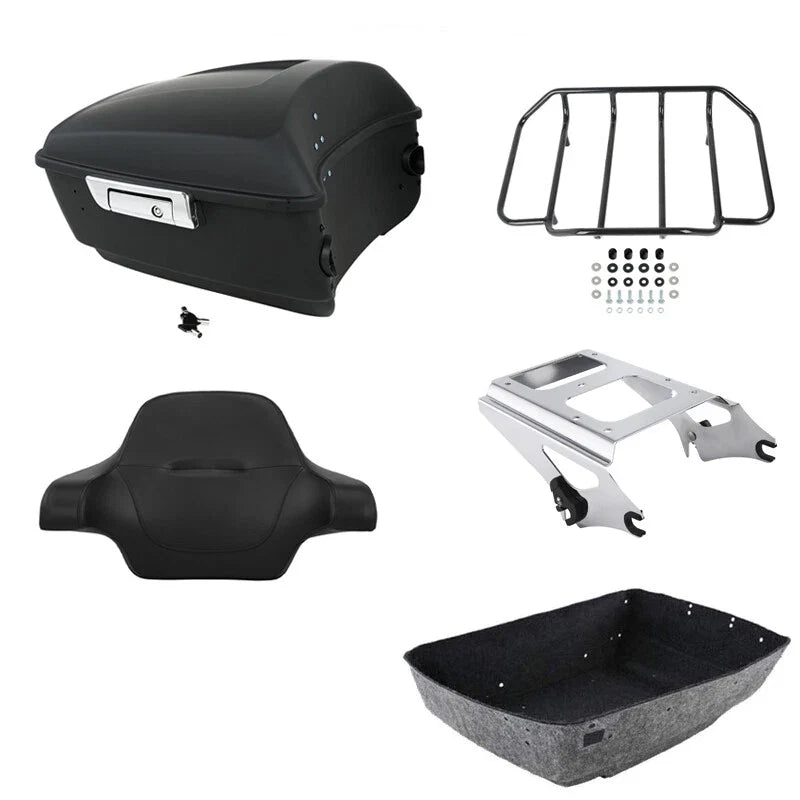 Matte Black King Trunk Pad Rack Mount Fit For Harley Touring 09-13
