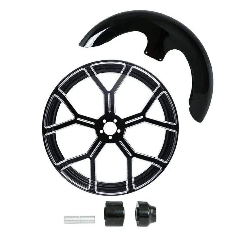 23" Wheel Rim Single Disc Hub Front Fender Fit For Harley Street Glide 2008-2024