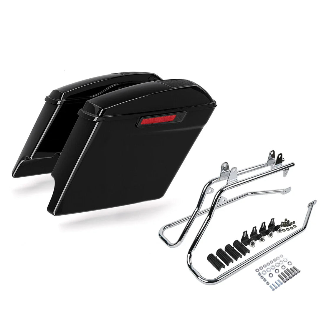 5" Stretched Hard Saddlebags & Bracket Fit For Harley Softail Fat Boy 1984-2017