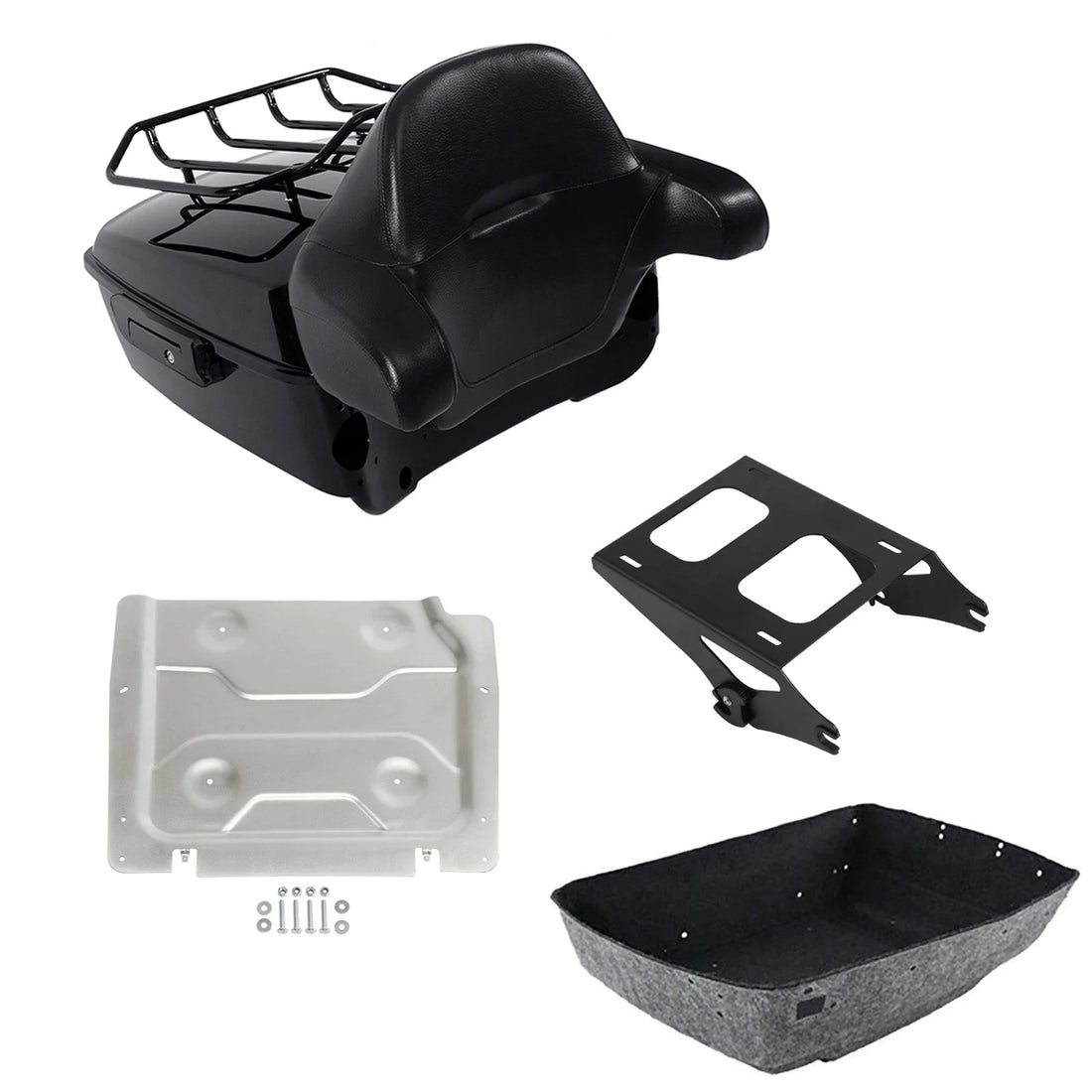 King Trunk Backrest Pad Mount Rack Plate Fit For Harley Touring Road Glide 14-26