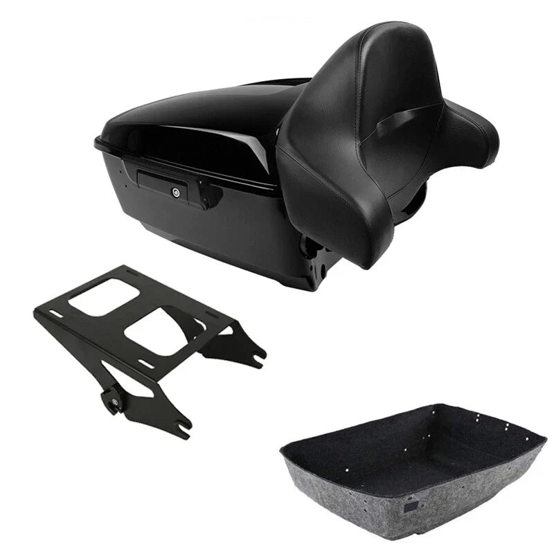 King Trunk Black Backrest Mount Rack Fits For Harley Touring Street Glide 14-26