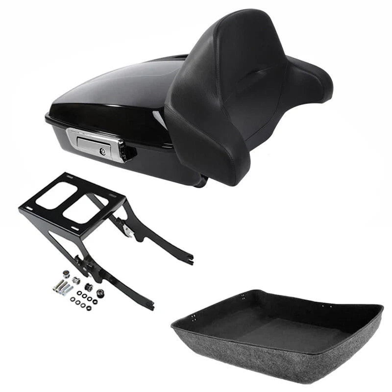 Black Chopped Trunk Backrest Mount Fit For Harley Softail Heritage Classic 18-26