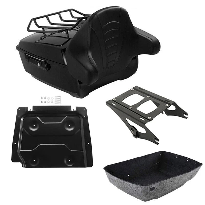 Black King Trunk Backrest Mount Plate Fit For Harley Touring Street Glide 14-26