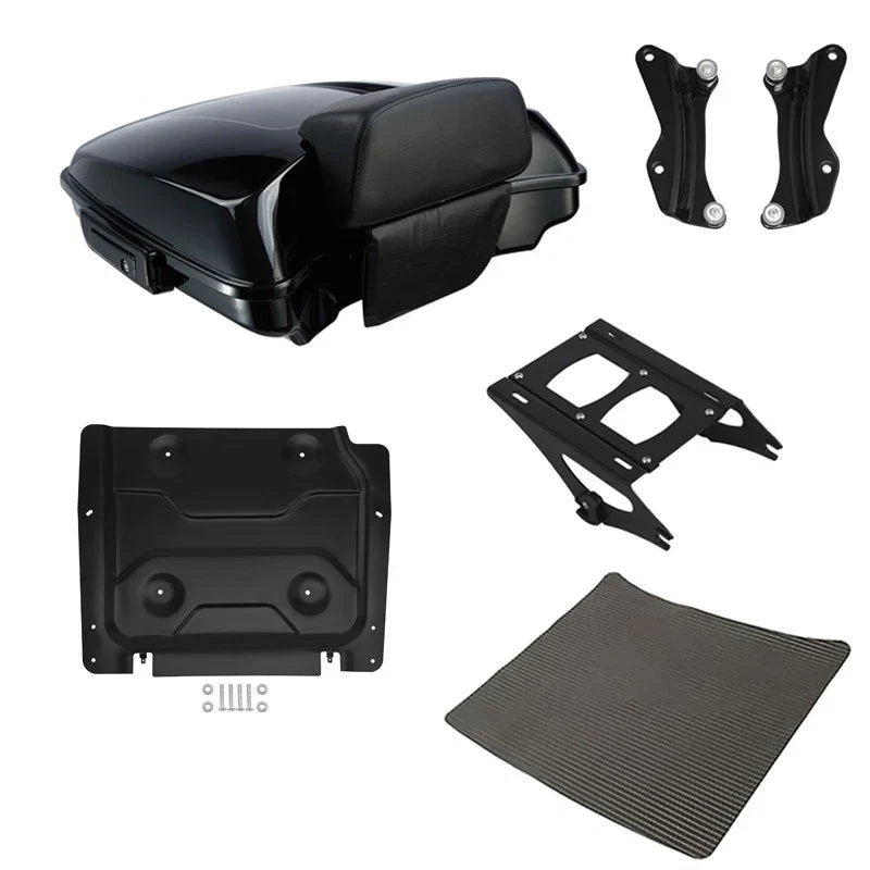 Black Razor Trunk Backrest Rack Docking Plate Fit For Harley Street Glide '14-26