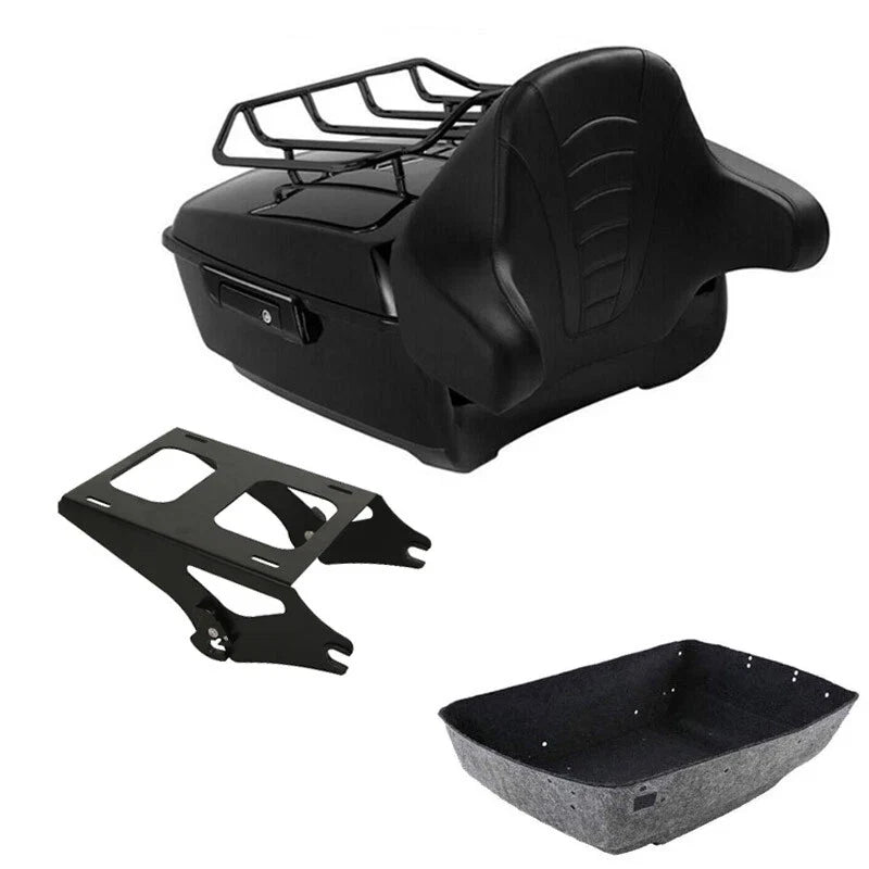 Black King Trunk Backrest Pad Mount Luggage Rack Fit For Harley Touring 2014-26