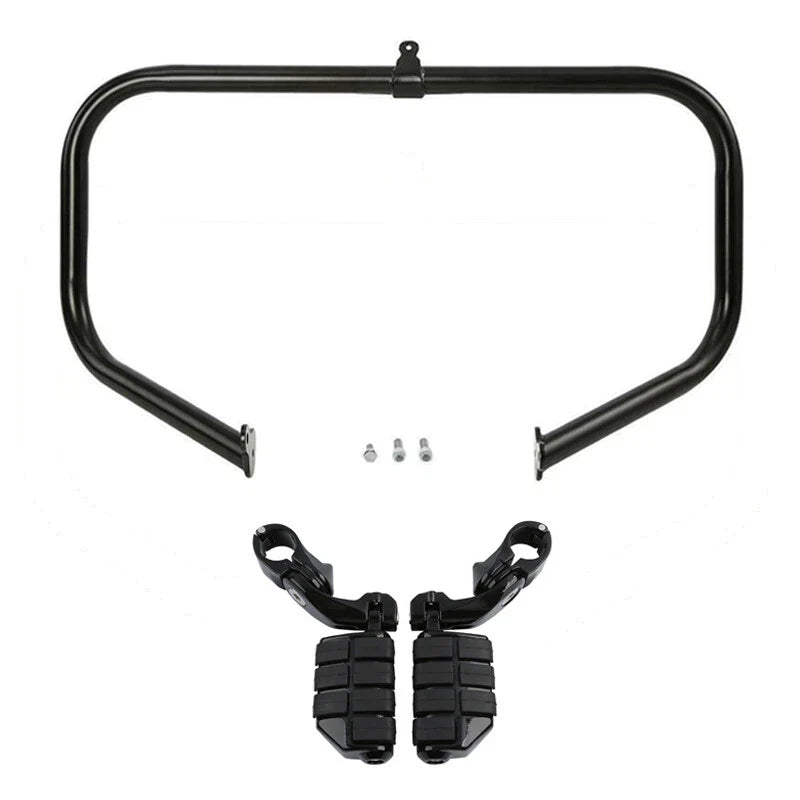 Black Highway Engine Guard Bar Footpeg Pegs Fit For Harley Street Glide 2009-24