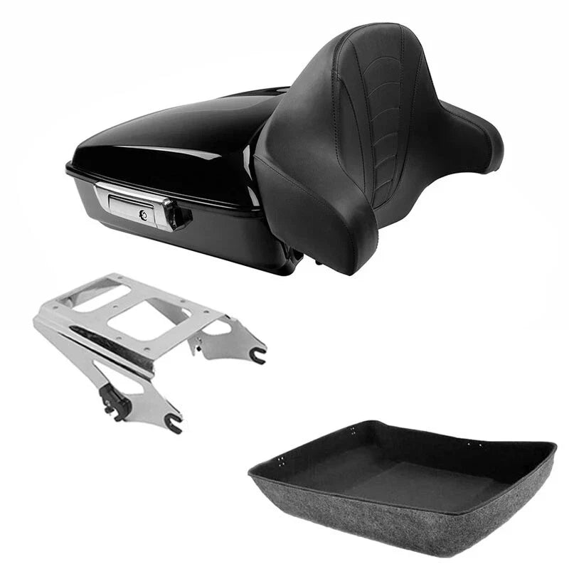 Chopped Trunk Pad Chrome Mount Fit For Harley Touring Street Glide 2009-13