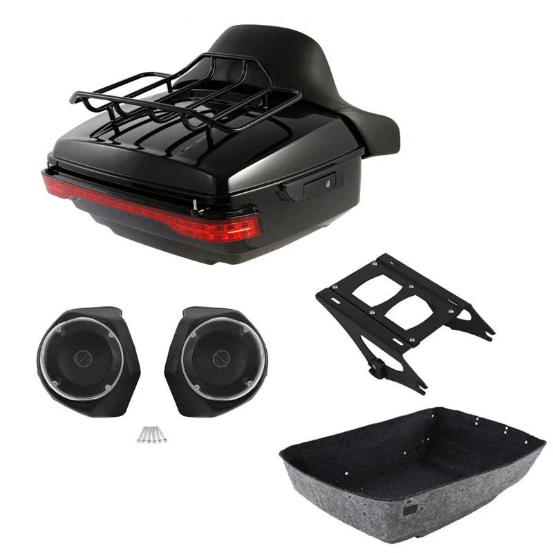 King Trunk Pad Rack Mount Light Speaker Fit For Harley Electra Road Glide 14-26