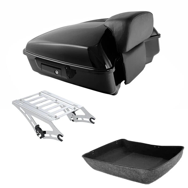 Chopped Trunk Black Backrest Two-Up Mounting Rack Fit For Harley Touring 14-2026