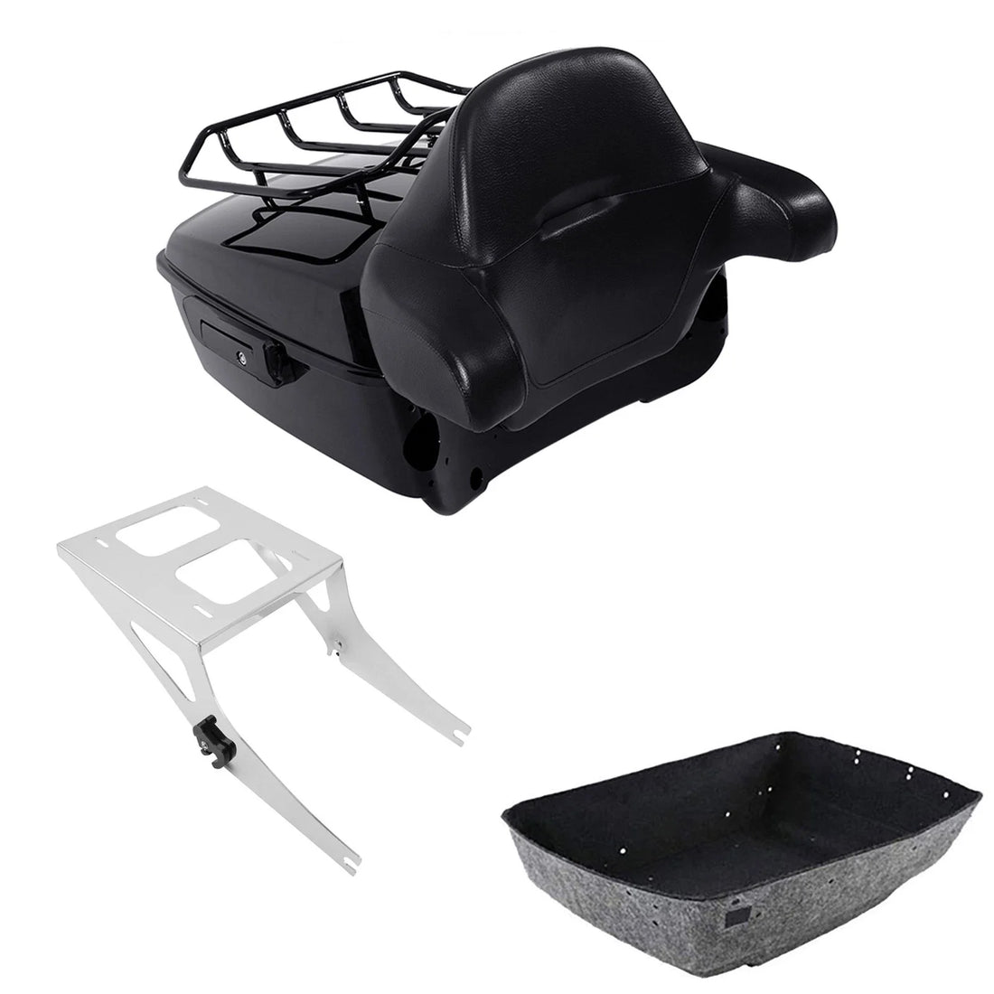 King Trunk Luggage Backrest 2-Up Mounting Rack Fit For Harley Fat Boy 2008-2017