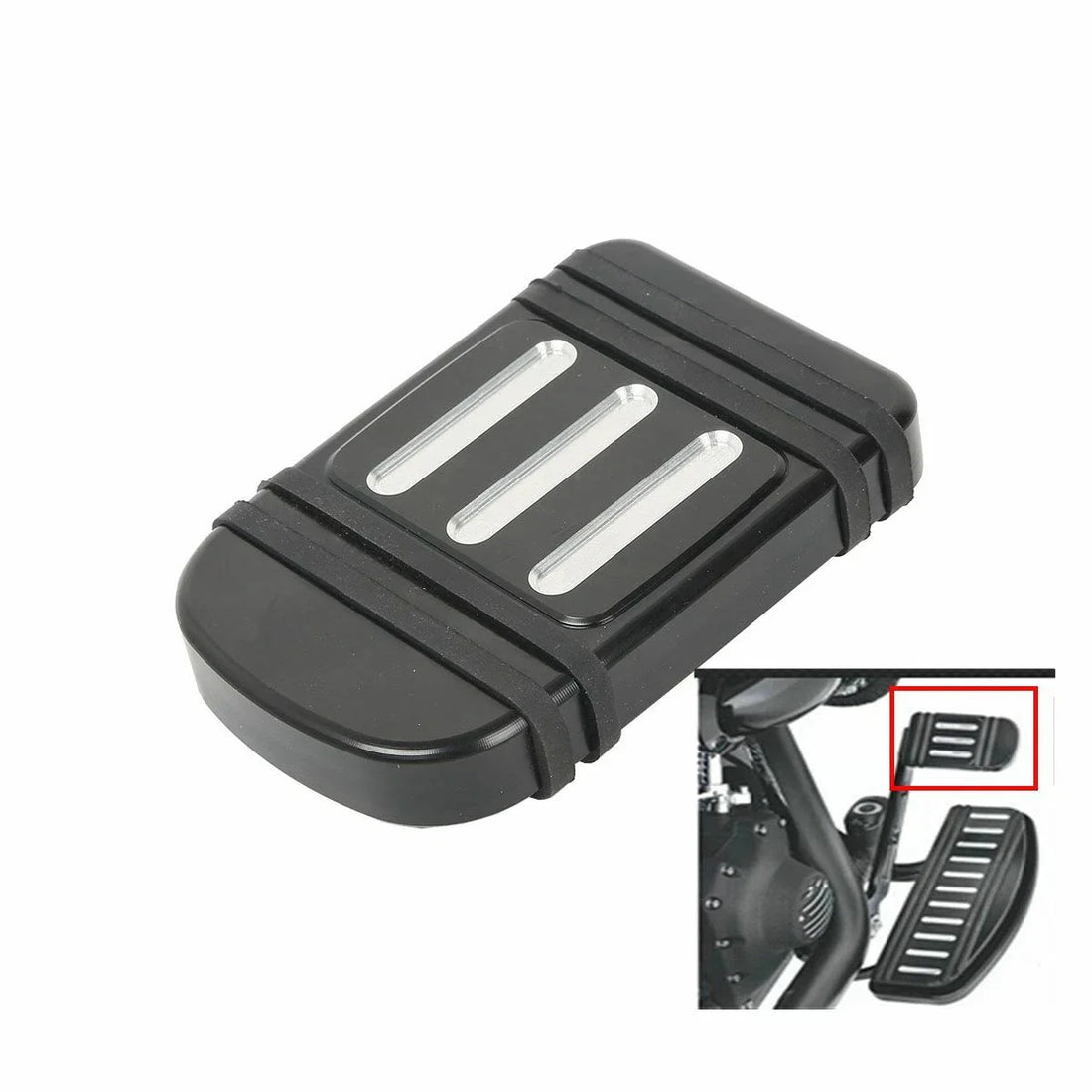 CNC Large Brake Pedal Pad Cover Fit For Harley Touring Road Glide Dyna Fld