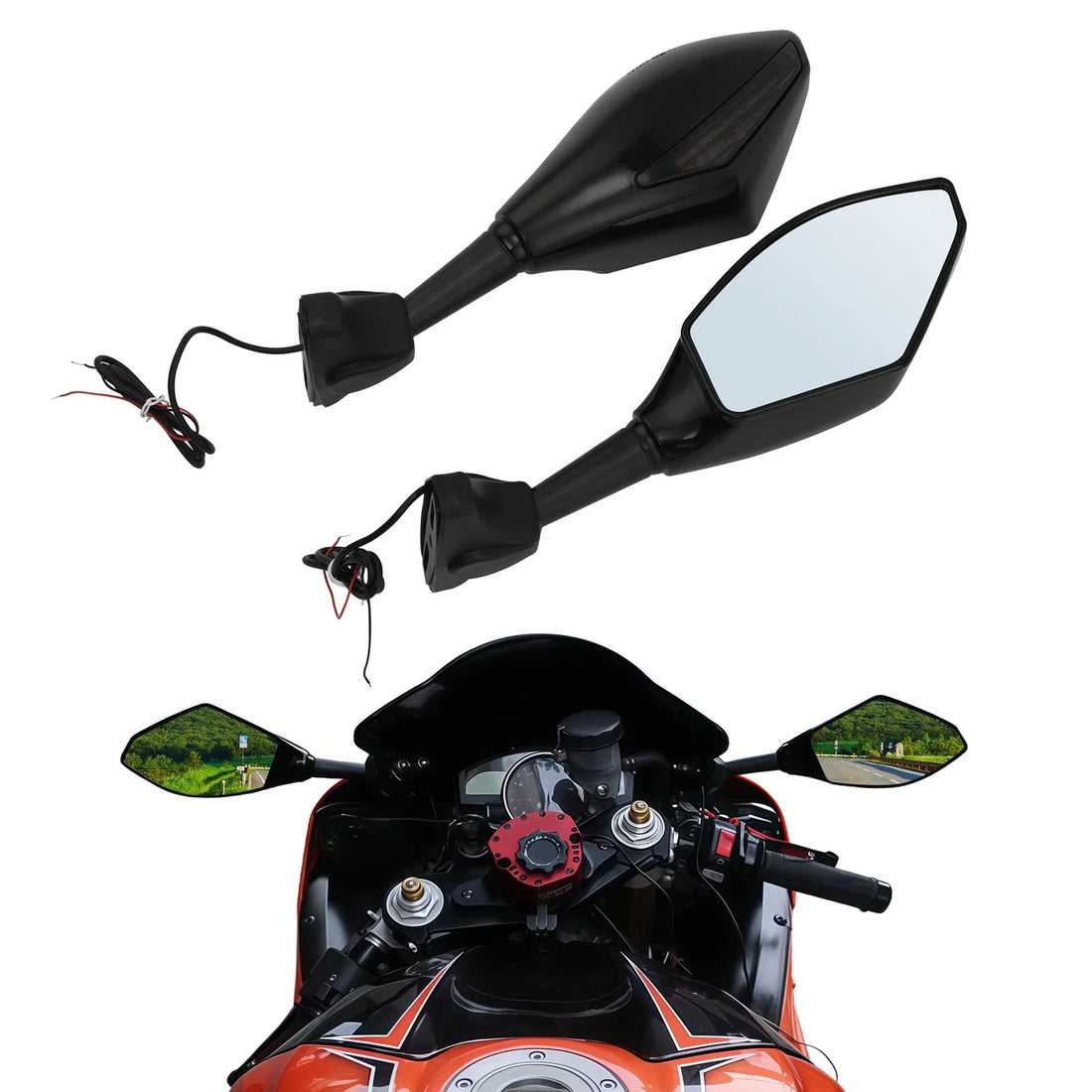 Rearview Side Mirrors LED Turn Signal Fit For Yamaha Yzf R6 1999-2012 R6S 06-09