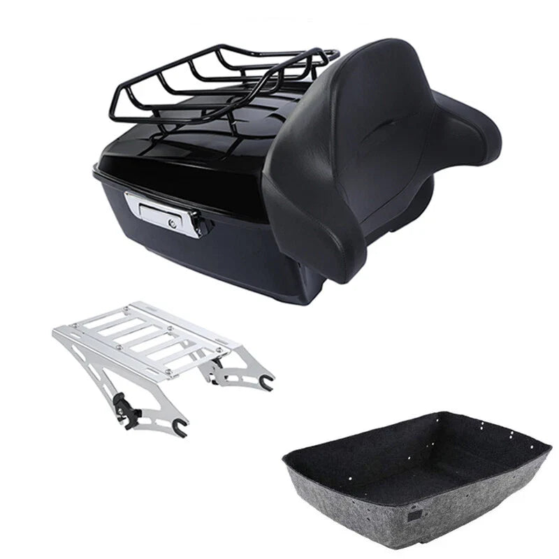 King Trunk Wrap Around Backrest Rack Mount Fit For Harley Cvo Street Glide 14-26