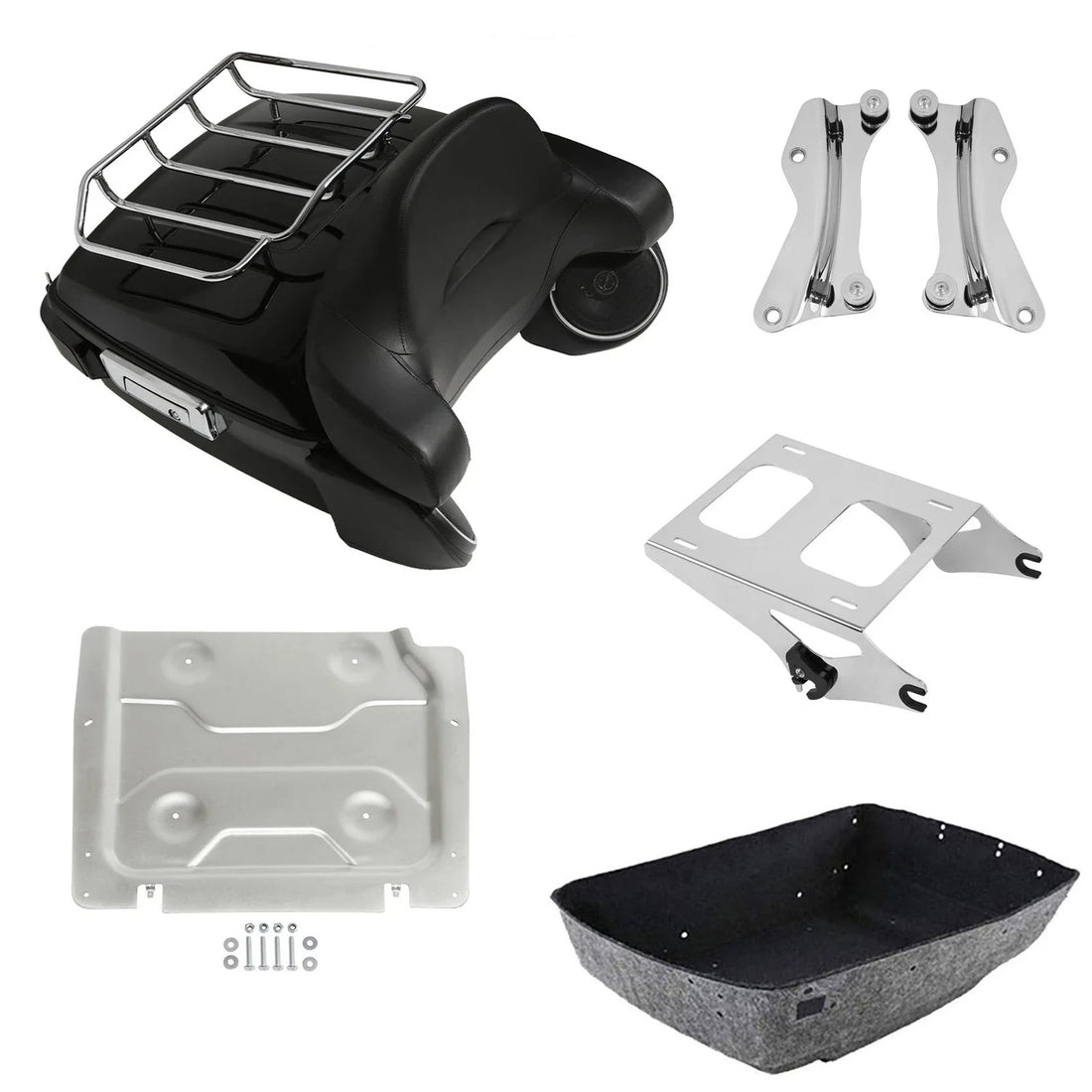 King Trunk Pad Rack Speakers LED Light Mount Plate Fit For Harley Touring 14-Up