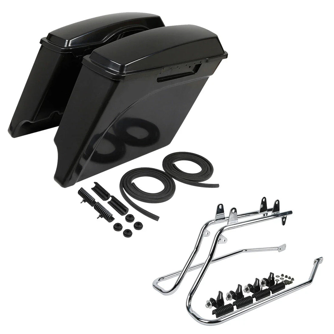 Unpainted 5" Extended Saddlebag Conversion Bracket Fit For Harley Softail 86-17