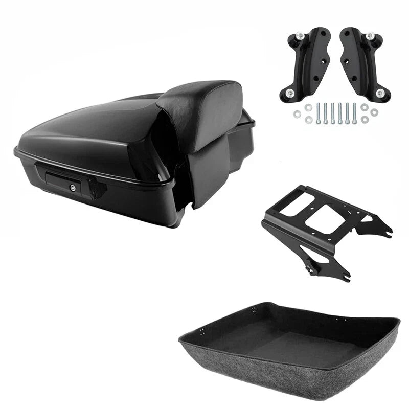 Black Chopped Trunk Backrest Rack Docking Fit For Harley Street Glide 09-13