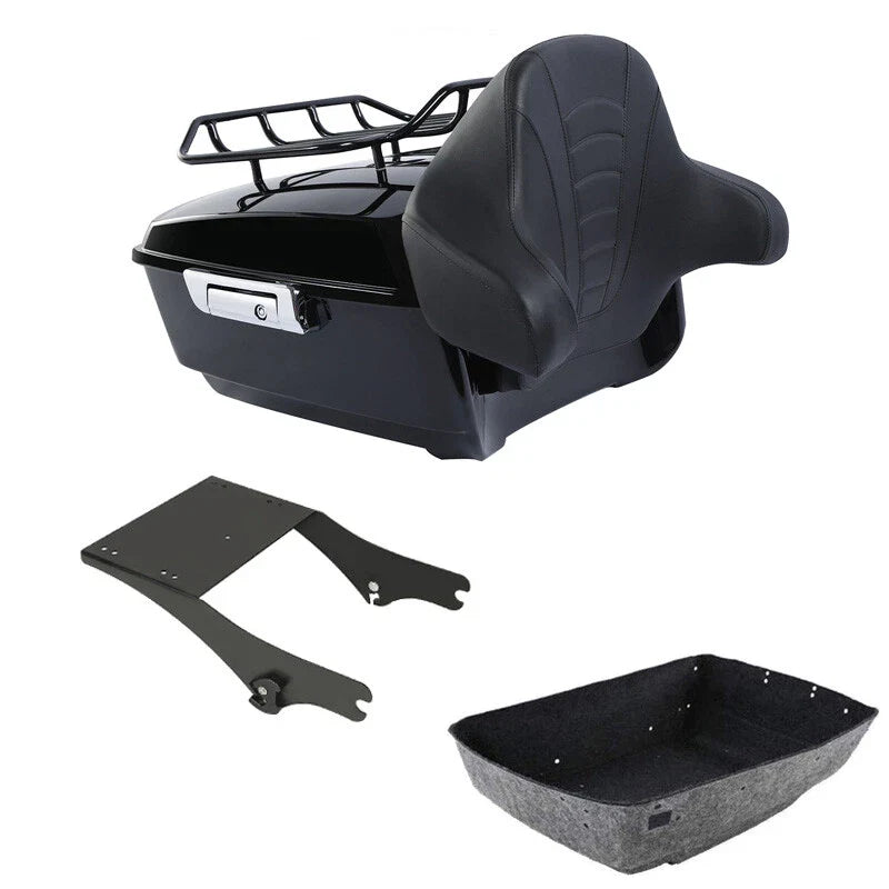 King Trunk Backrest Rack Two-Up Mount Fit For Harley Touring Road Glide 1997-08