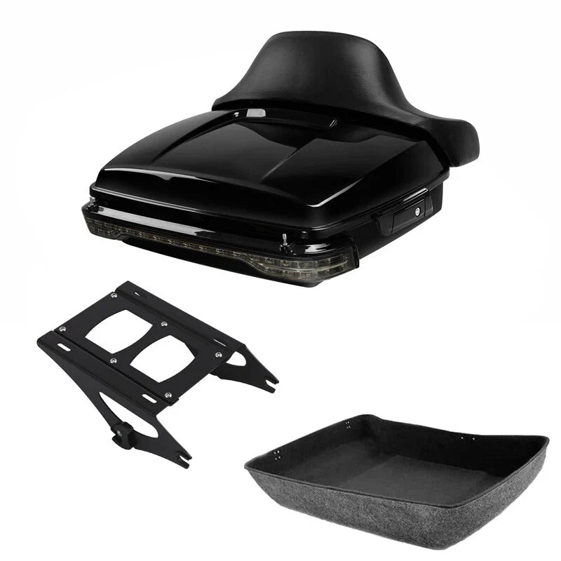 Chopped Trunk Backrest LED Light Mount Rack Fit For Harley Cvo Road Glide 14-26