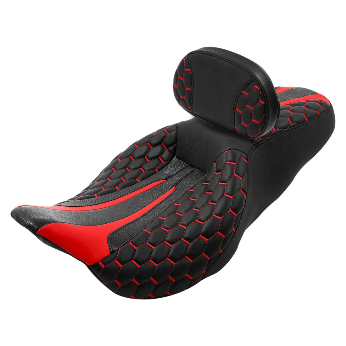 Black Red Driver Passenger Seat Rider Pad Fit For Harley Touring Tri Glide 09-23