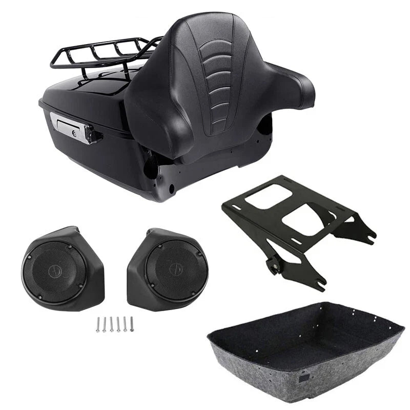 King Trunk Mount Rack Backrest Pad Speakers Fit For Harley Touring 14-2026