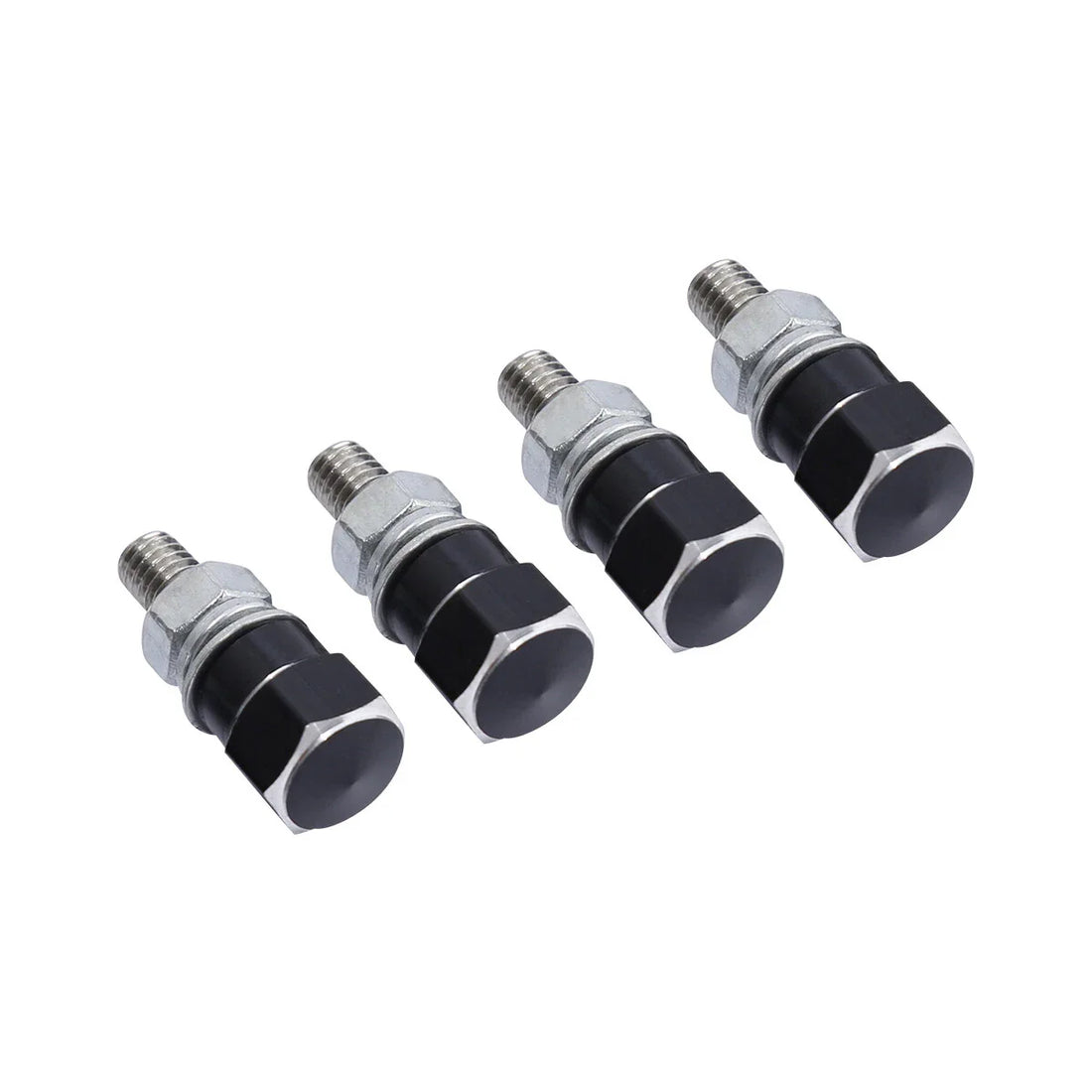 4 Black & Silver Hex License Plate Frame Bolts Motorcycle Tag Fastener US