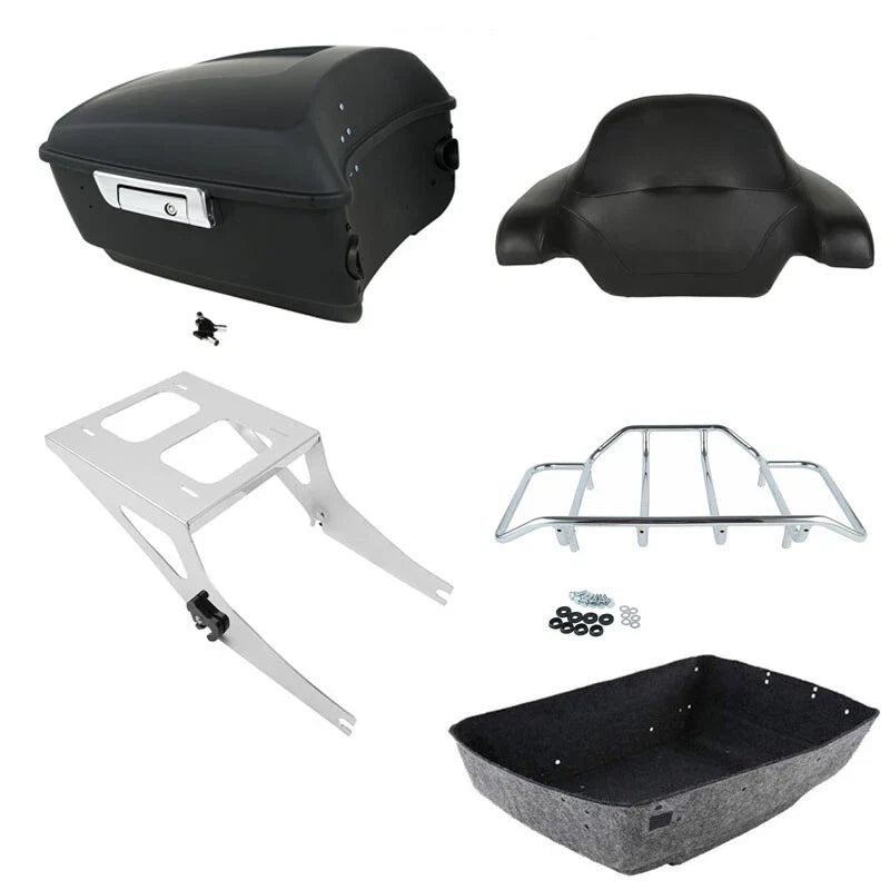 Matte Black King Trunk Backrest Mount Rack Fit For Harley Fat Boy 08-17