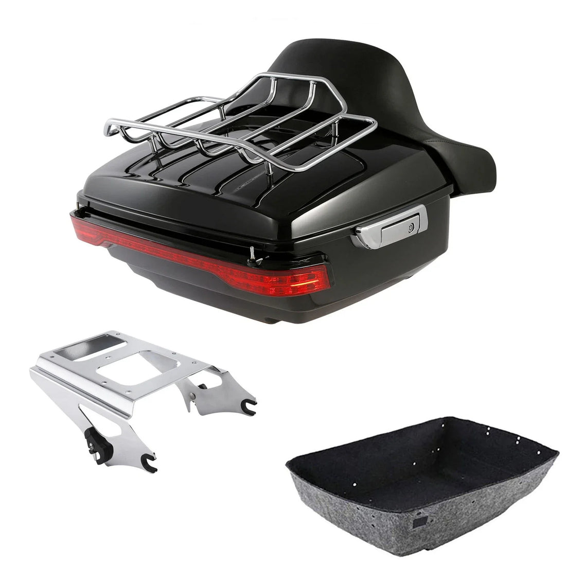 King Trunk Luggage Backrest Light Rack Mount Fit For Harley Street Glide 09-2013