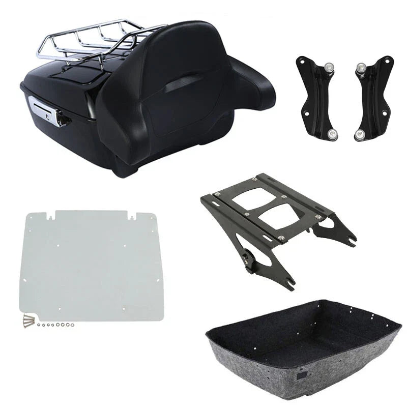 King Trunk Backrest Rack Mount Docking Fit For Harley Touring Road Glide 2014-26