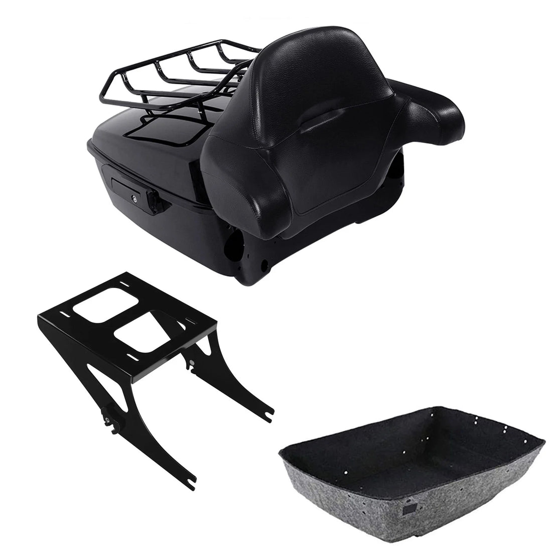 Black King Trunk Luggage Backrest Pad Mount Rack Fit For Harley Fat Boy 08-2017