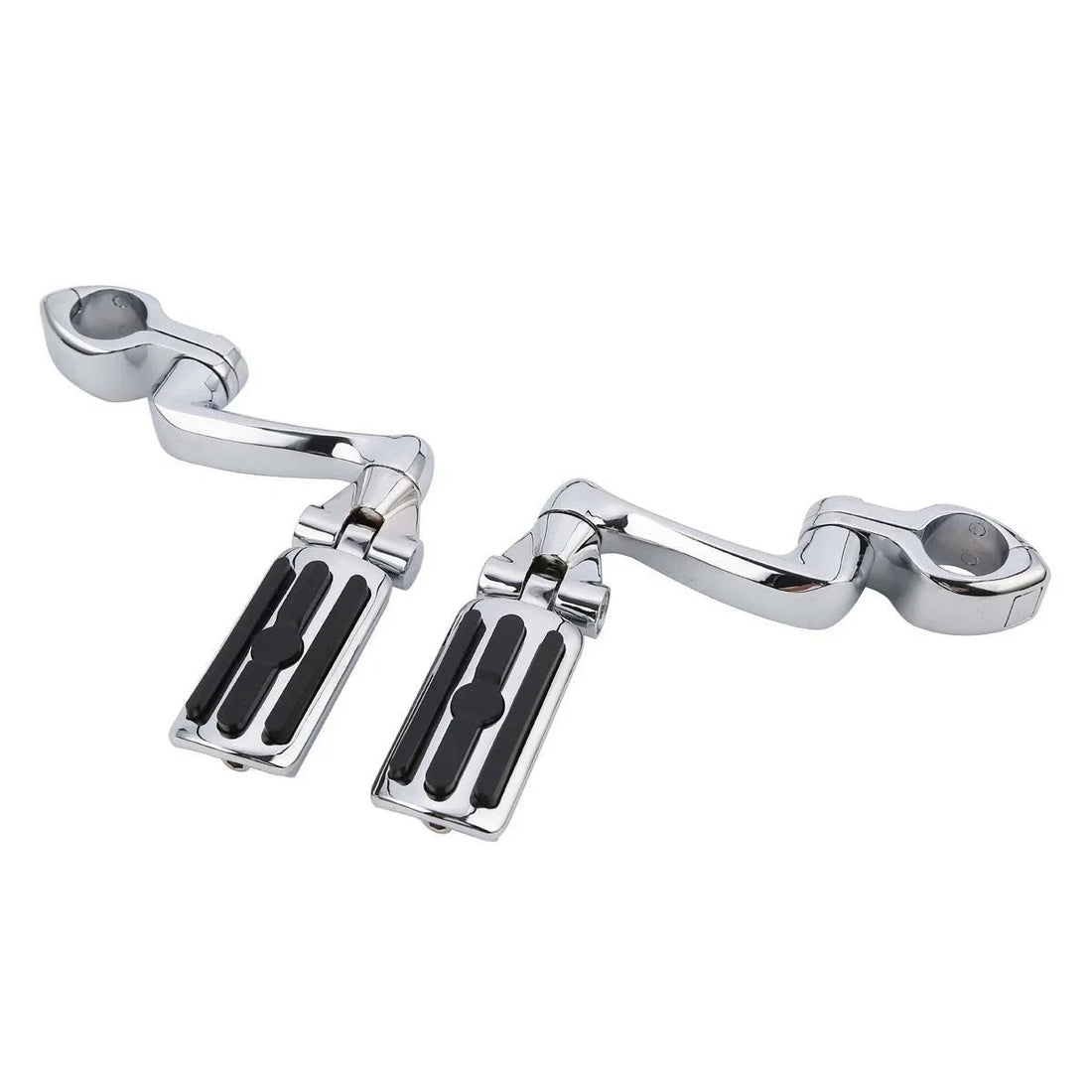 Chrome Long Highway Foot Pegs Fit For Harley Street Electra Glide 1-1/4" Bars
