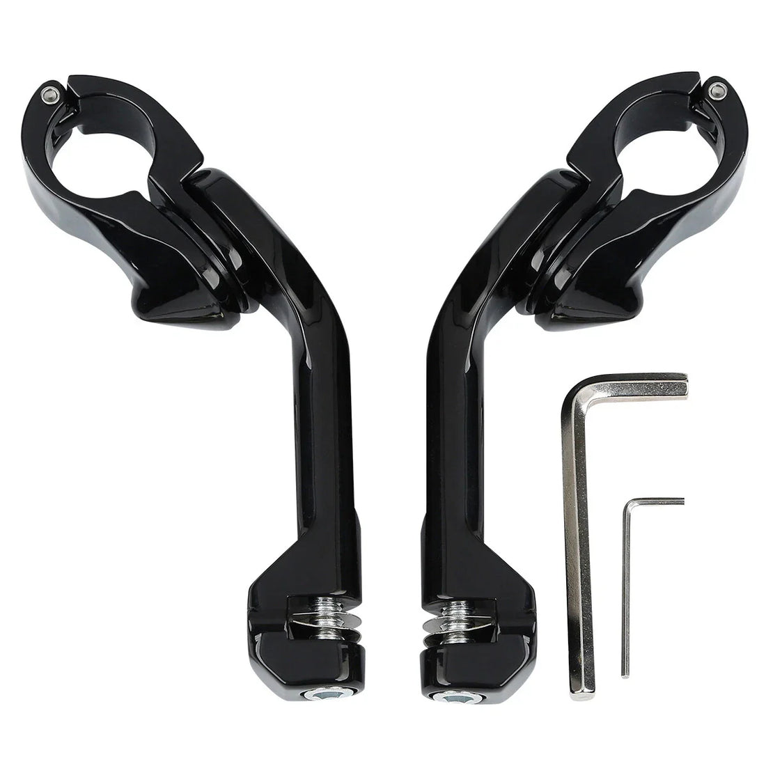 1.25" 32mm Gloss Black Highway Long Angled Peg Mount Kit Fit For Harley Davidson