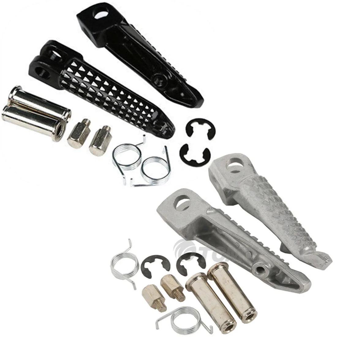 Black/Silver Front Footrest Foot Peg Fit For Kawasaki ZX6R 03-2013 ZX10R 2004-13