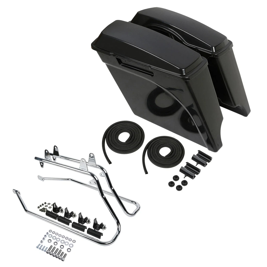 Unpainted 5" Stretched Saddlebags & Brackets Fit For Harley Softail Fatboy 84-17