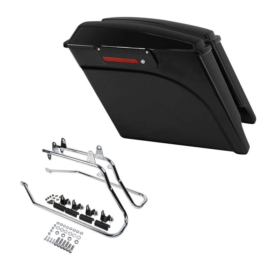 5" Stretched Hard Saddle Bags Chrome Bracket Fit For Harley Softail Fatboy 84-17