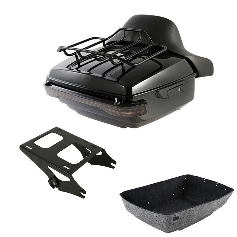 King Trunk Luggage Backrest Mount Rack Tail Light Fit For Harley Touring 14-2026