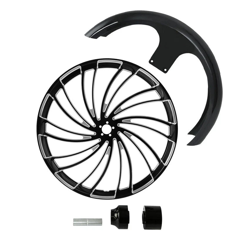 26" Front Wheel Rim Single Disc Hub Fender Fit For Harley Street Glide 2008-2024