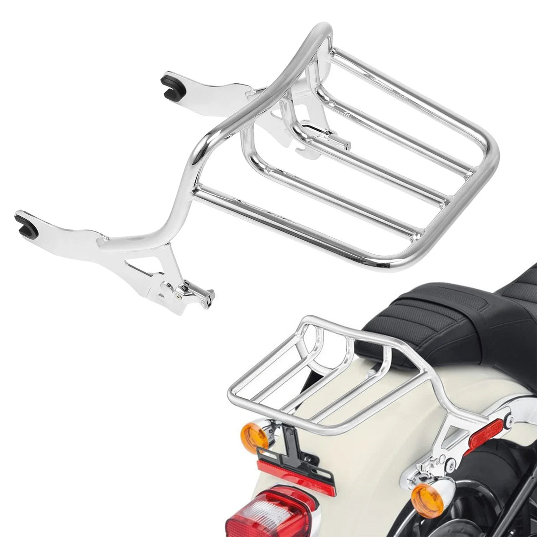 Chrome Two-Up Luggage Rack Fit For Harley Softail Slim Heritage Classic 18-25
