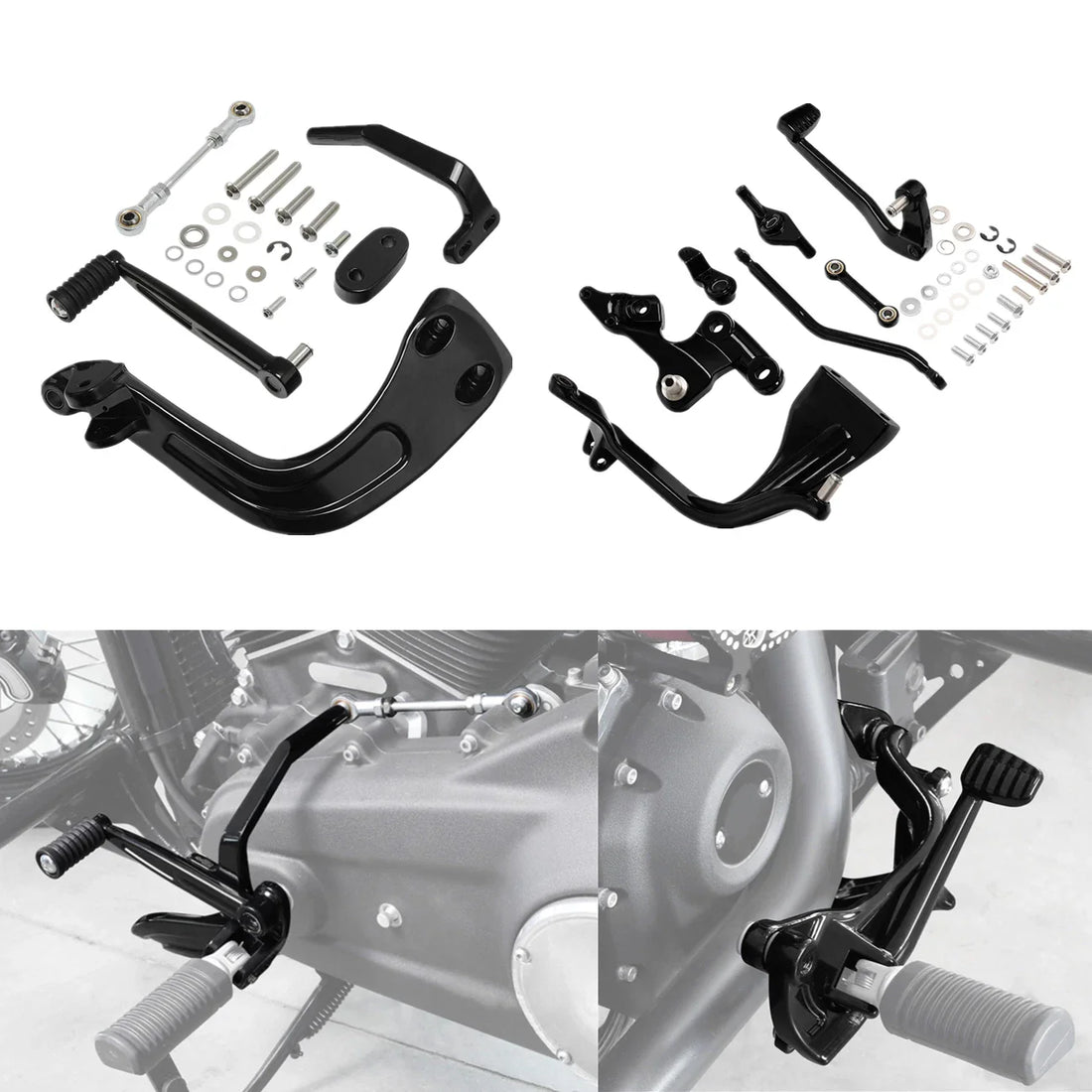 Black Mid-Controls Shift Brake Side Fit For Harley Sport Glide Fat Bob 2018-2025