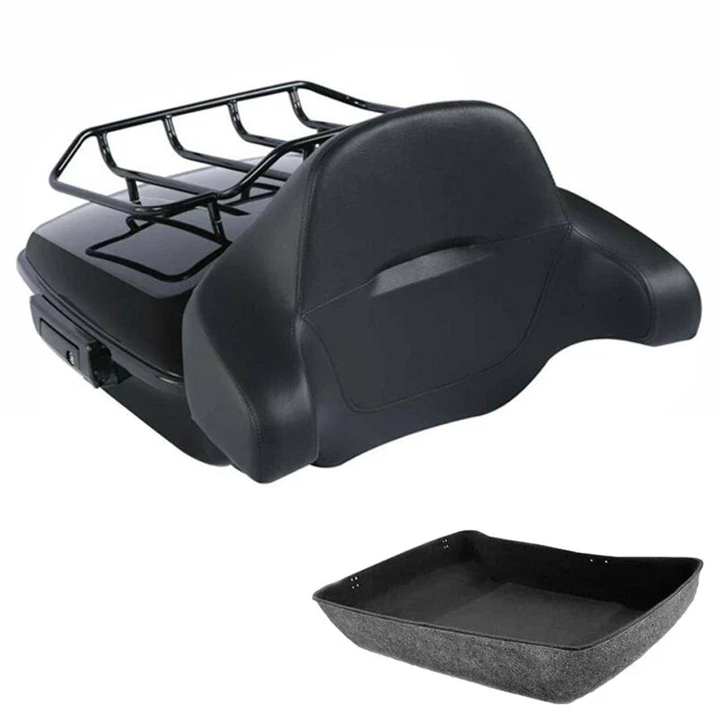 Chopped Trunk Backrest Pad Luggage Rack Fit For Harley Touring Road Glide 09-13