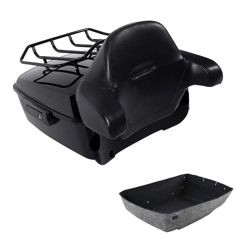 King Trunk Backrest Rack Black Latch Fit For Harley Touring Electra Glide 14-26