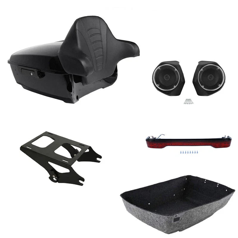 King Trunk Backrest Mount Speakers Light Fit For Harley Touring models 2014-2026